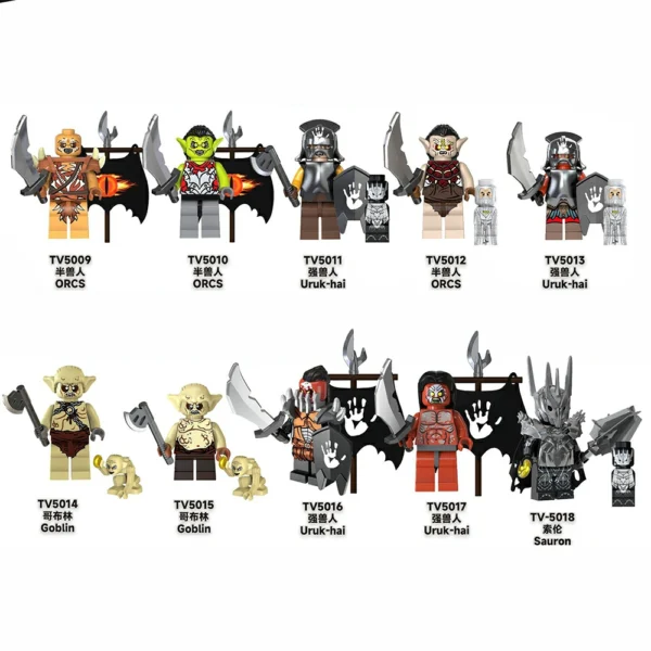 LOTR-Inspired Orcs & Uruk-hai Custom Minifigures Set Fit Lego B-LR004