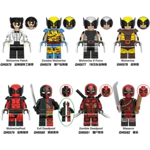 Wolverine Deadpool SuperHero Minifigures Minifigs Fit Lego B-Mv044