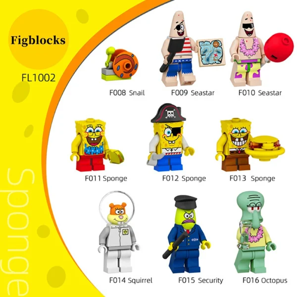 SpongeBob SquarePants Series Cartoon Anime Minifigures Minifigs Fit Lego B-Sp001