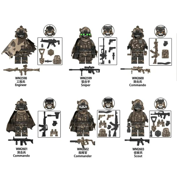 Tactical Ops Special Forces Roles with Equipment Minifigure Set Fit Lego B-S025